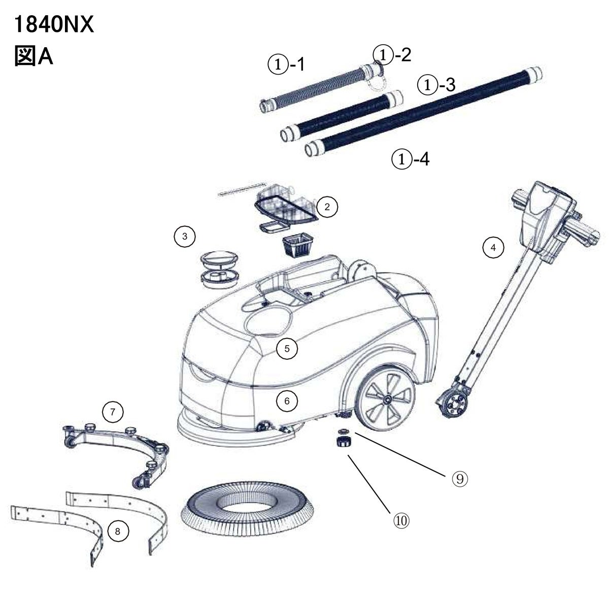 シーバイエス Duel1840NX（コンパクト自動床洗浄機）修理部品 図A