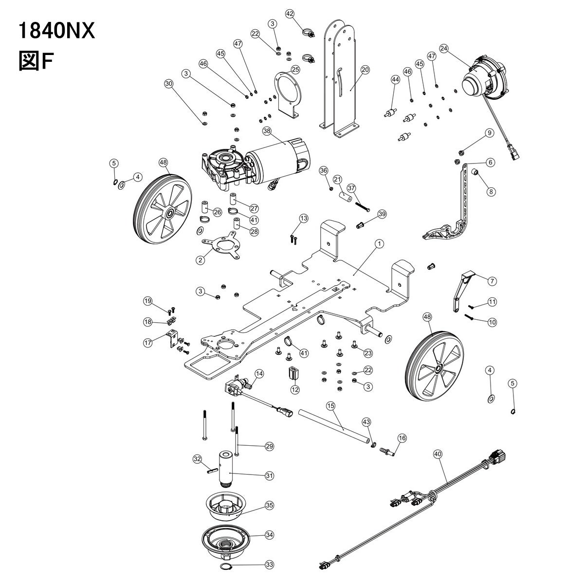 シーバイエス Duel1840NX（コンパクト自動床洗浄機）修理部品 図E